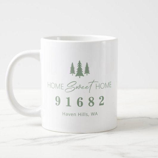 Sage White Home Sweet Home Gepersonaliseerde postc Grote Koffiekop (Links)