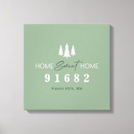 Sage White Home Sweet Home Postcode Canvas Afdruk