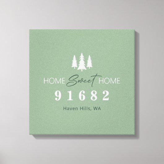 Sage White Home Sweet Home Postcode Canvas Afdruk (Voorkant)
