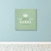 Sage White Home Sweet Home Postcode Canvas Afdruk (Insitu (Houten vloer))