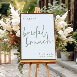 Sage & White Minimalist Bruids Brunch Welkom Poster
