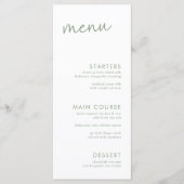 Sage & White Minimalist Script-Vrijgezellenfeest Menu (Voorkant)