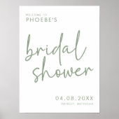 Sage & White Minimalist Vrijgezellenfeest Welkom Poster (Voorkant)