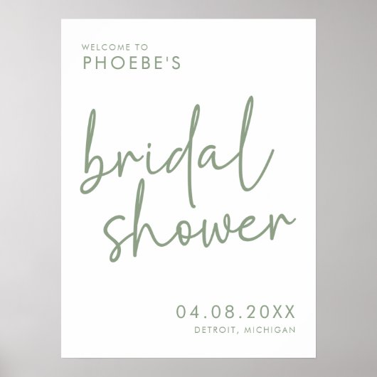 Sage & White Minimalist Vrijgezellenfeest Welkom Poster (Voorkant)