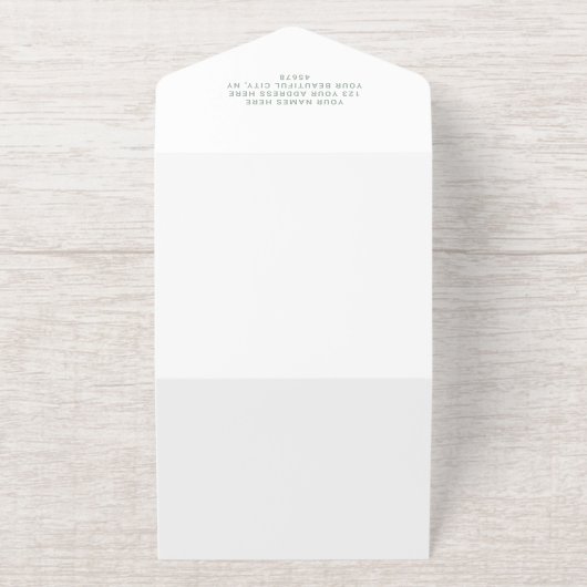 Sage White | Minimalistische Moderne Elegante Foli All In One Uitnodiging (Buiten)