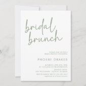 Sage & White Minimalistische Script Bruids Brunch Kaart (Voorkant)