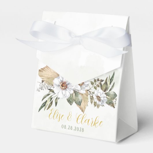 Sage White Peony Wedding Favor Box Bedankdoosjes (Voorkant Zijde)