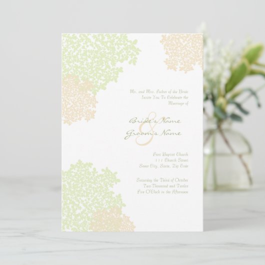 Sage & White Queen's Lace Wedding Invitation Kaart (Staand voorkant)