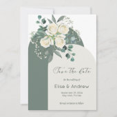 Sage & White Roses Arch Lijst Save-the-Date Kaart (Voorkant)