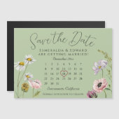 Sage Wild Flower Trouwkalender Sla de datum op (Voorkant / Achterkant)