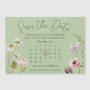 Sage Wild Flower Trouwkalender Sla de datum op