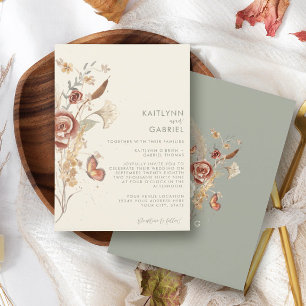 Sage Wilde Bloem Gedroogde Bloemige Aquarel Trouwe Kaart