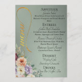 Sage - Wilde Bloemen, Monogram & Bedankt  Menu (Voorkant)