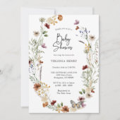 Sage Wildflower Baby shower Invitation Kaart (Voorkant)