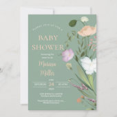 Sage Wildflower Baby shower Kaart (Voorkant)