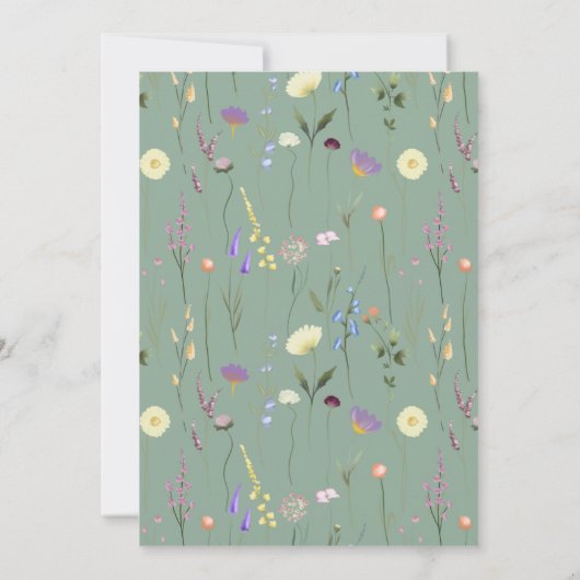 Sage Wildflower Baby shower Kaart (Achterkant)