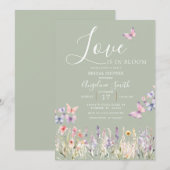 Sage Wildflower Bloemen Vlinder Vrijgezellenfeest Kaart (Voorkant / Achterkant)