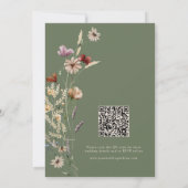 Sage Wildflower Boho QR Code Wedding Kaart (Achterkant)