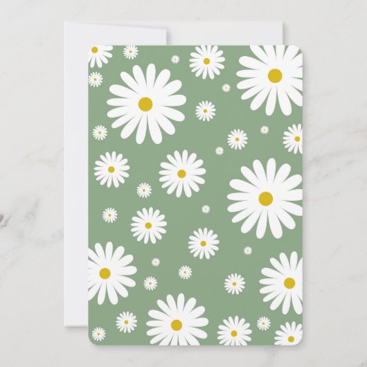 Sage Wildflower Daisy Meisje Verjaardag Uitnodigin Kaart (Achterkant)