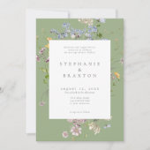 Sage Wildflower Garden Elegant Wedding Kaart (Voorkant)