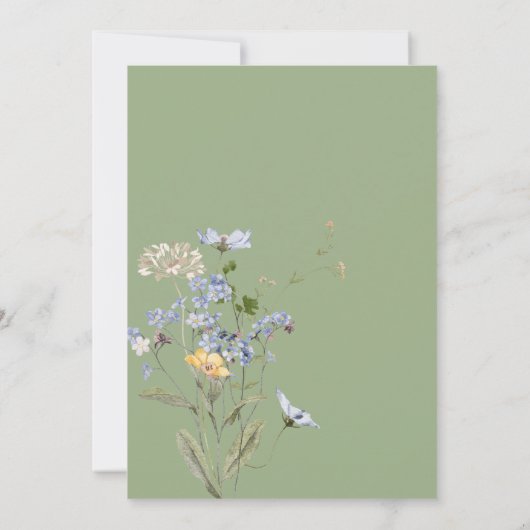 Sage Wildflower Garden Elegant Wedding Kaart (Achterkant)
