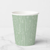 Sage Wildflower Party Cup | Botanical Floral Papieren Bekers (Achterkant)