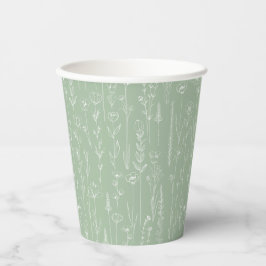 Sage Wildflower Party Cup | Botanical Floral Papieren Bekers