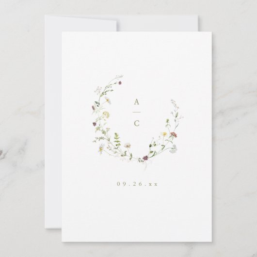 Sage Wildflower Rustic Boho Wedding Details kaart (Achterkant)