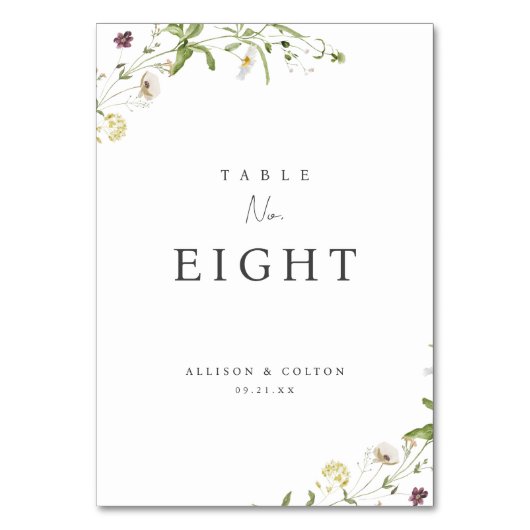 Sage Wildflower rustieke Boho bruiloft tafel numme Kaart (Achterkant)