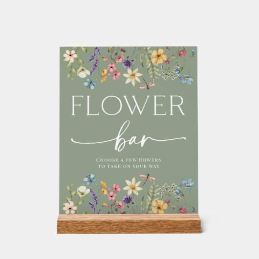 Sage Wildflower Vrijgezellenfeest Bloembalk Teken Acryl Bord (Voorkant)