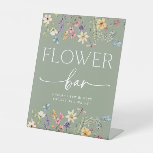 Sage Wildflower Vrijgezellenfeest Bloembalk Teken Reclamebord Met Voetstuk (Voorkant)