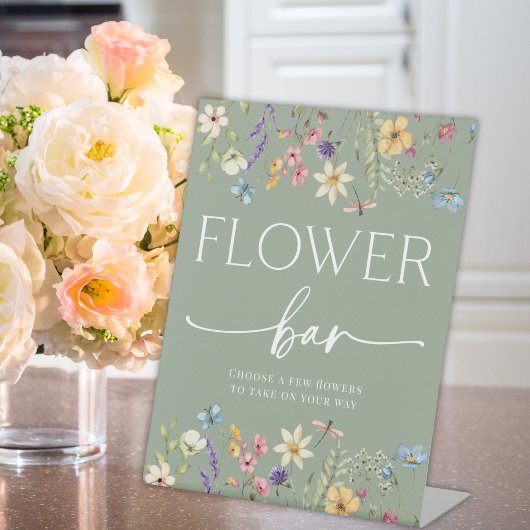 Sage Wildflower Vrijgezellenfeest Bloembalk Teken Reclamebord Met Voetstuk