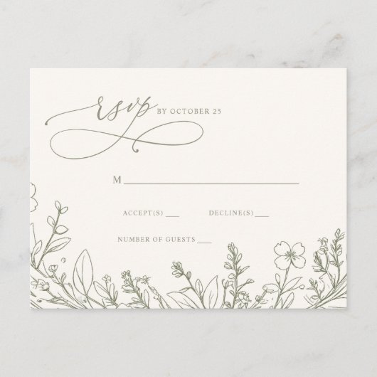 Sage Wildflowers Woodland Garden Floral RSVP Briefkaart (Voorkant)