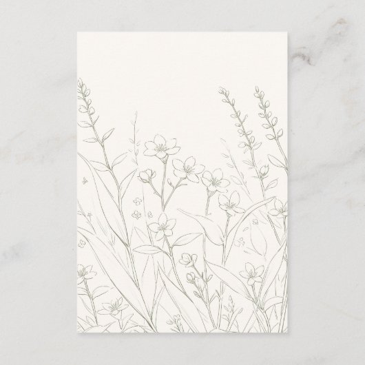 Sage Wildflowers Woodland Garden Floral Wedding Informatiekaartje (Achterkant)