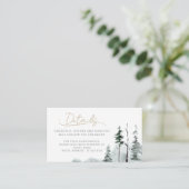 Sage Winter Forest Minimalist Wedding Details Informatiekaartje (Staand voorkant)