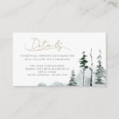 Sage Winter Forest Minimalist Wedding Details Informatiekaartje (Voorkant)