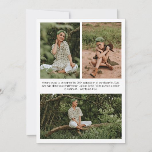 Sage Wit 2024 Modern Arch Foto Afstuderen Aankondiging (Achterkant)