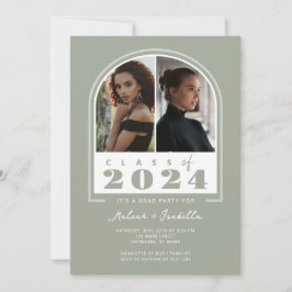 Sage Witte Boog Retro 2024 Foto Graduatie Partij Kaart