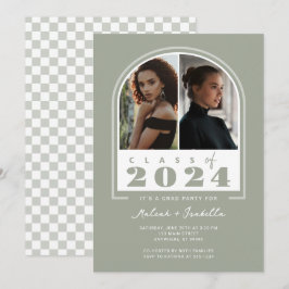 Sage Witte Boog Retro 2024 Foto Graduatie Partij Kaart