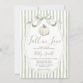 Sage & Witte Pompoen Fall In Love Bruidsfeest Kaart (Voorkant)