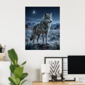 Sage Wolf Desert Moon Poster (Thuiskantoor)