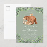 Sage Woodland Greenery Forest Animals Baby shower