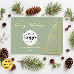 Sage Zakelijk Logo Kerst Dankjewel Foliekaart Folie Feestdagenkaart