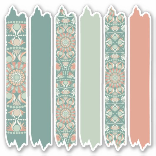 Sage & Zand Retro Cheer Mandala Patroon Washi Tape Sticker (Voorkant)
