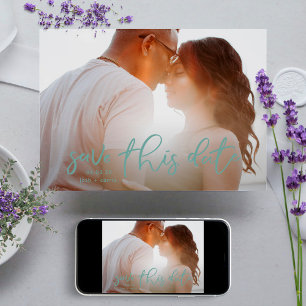 Sage Zee Schuim Groene Foto Klassieke kalligrafie Save The Date