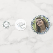 Sage Zilver Groen Bloemen Bruiloft Confetti (Voorkanten)