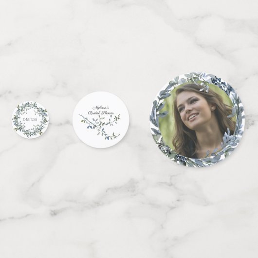 Sage Zilver Groen Bloemen Bruiloft Confetti (Voorkanten)