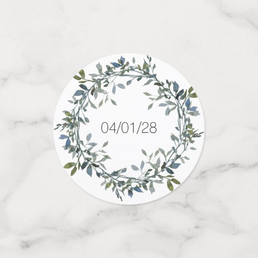 Sage Zilver Groen Bloemen Bruiloft Confetti (Kleine voorkant)