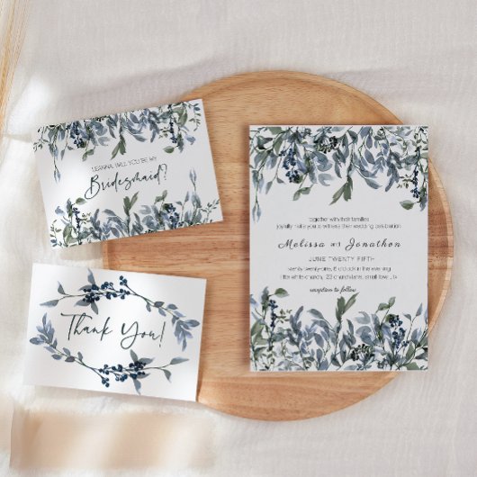 Sage Zilver Groen Bloemen Bruiloft Kaart