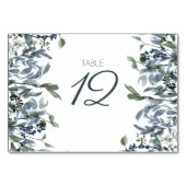 Sage Zilver Groene Bloem Bruiloft Tafel Nummer Kaart (Achterkant)